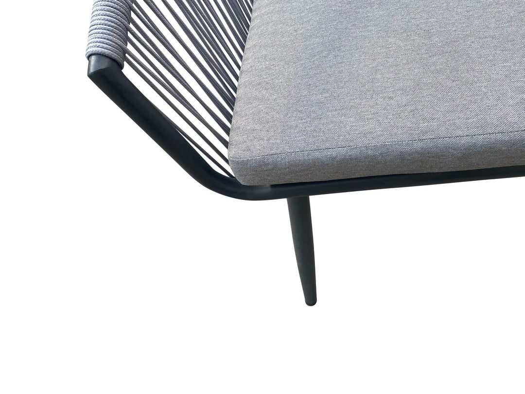 Zingel Outdoor Patio Seating Set 2 Chairs and 1 Table Set (Grey) Braided & Rope