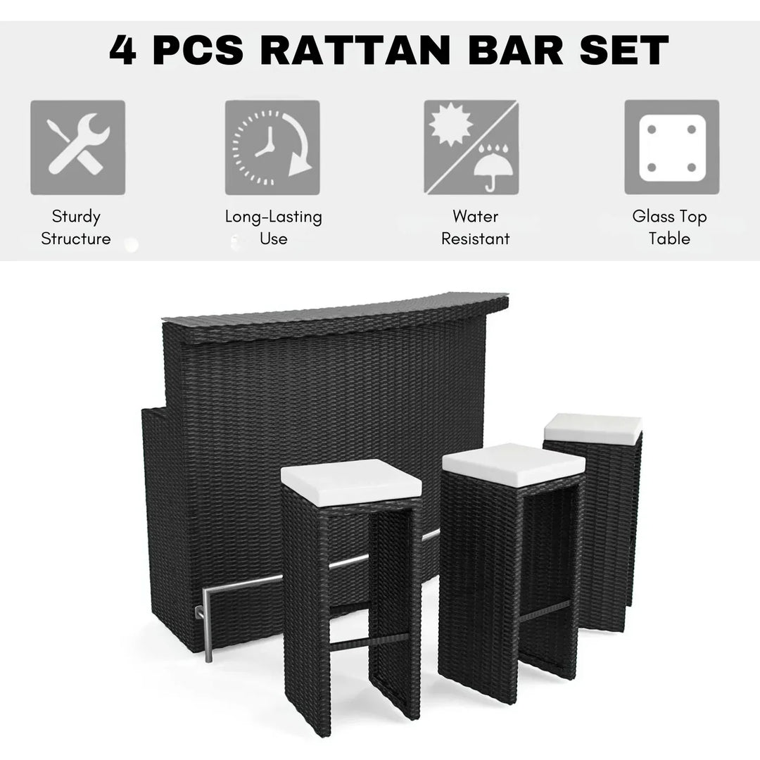 Saira 3-Seater Outdoor Rattan Wicker Bar Set