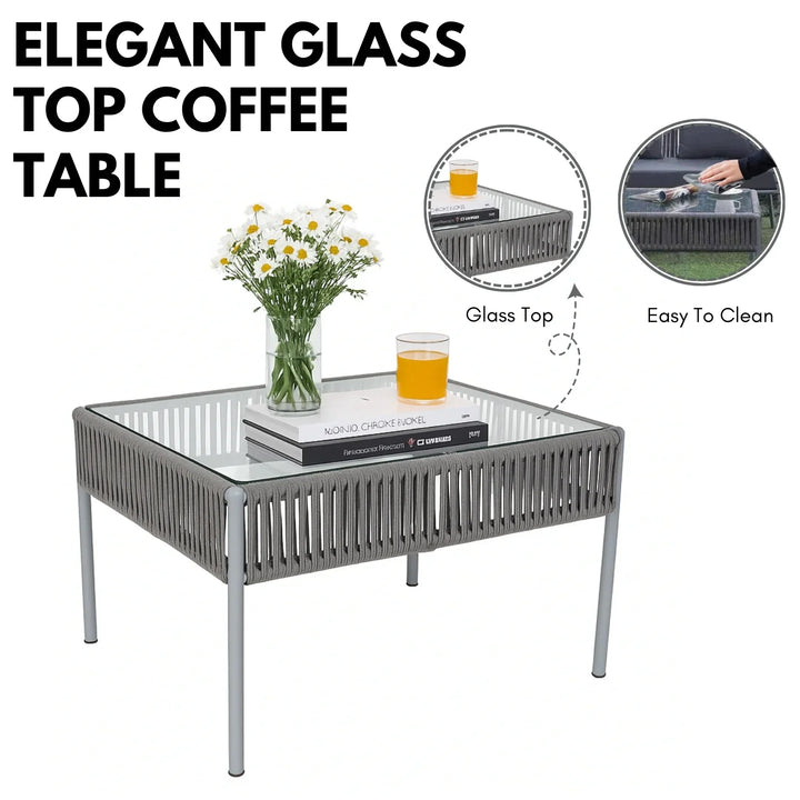 Falguni Outdoor 4 Piece Modern Woven Rope Sofa Set