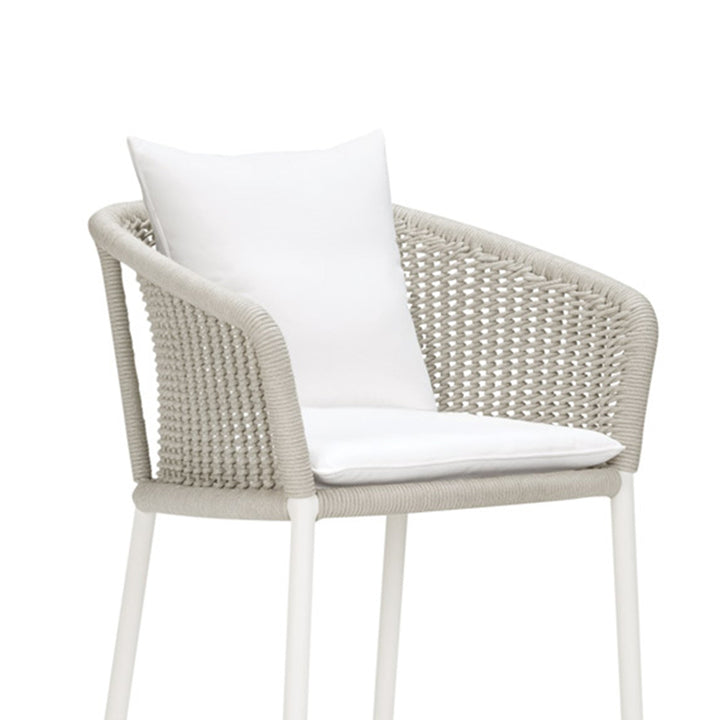 Sezgin Outdoor Patio Bar Chair 2 Chair For Balcony Braided & Rope (Ivory)