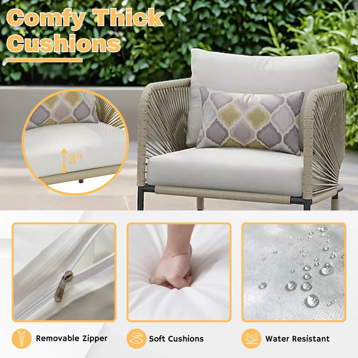 Taylor 3 Piece Garden Outdoor Rope Patio Set