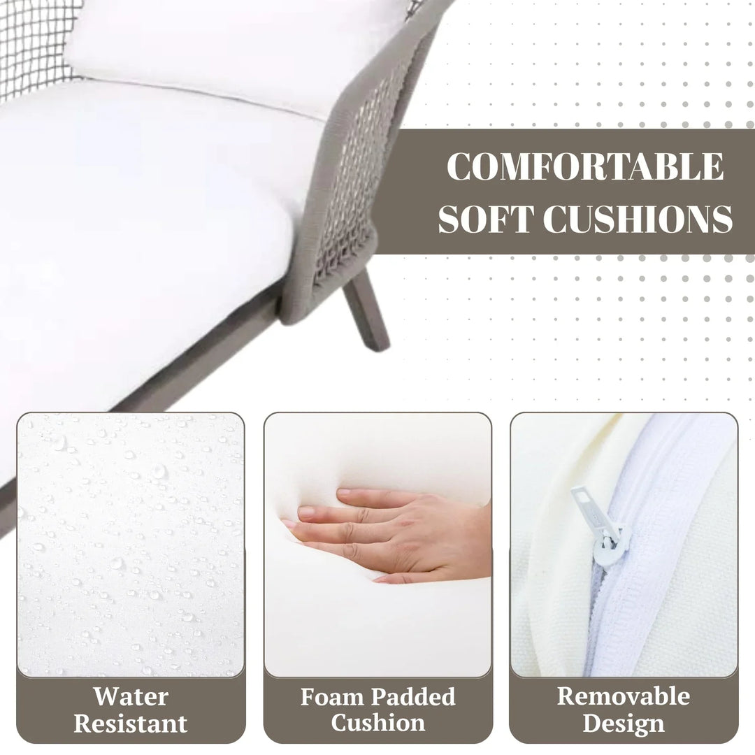 Outdoor Single Seater Patio Daybed with Handwoven Rope