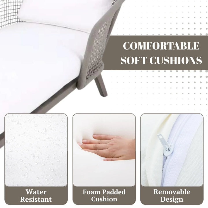 Outdoor Single Seater Patio Daybed with Handwoven Rope