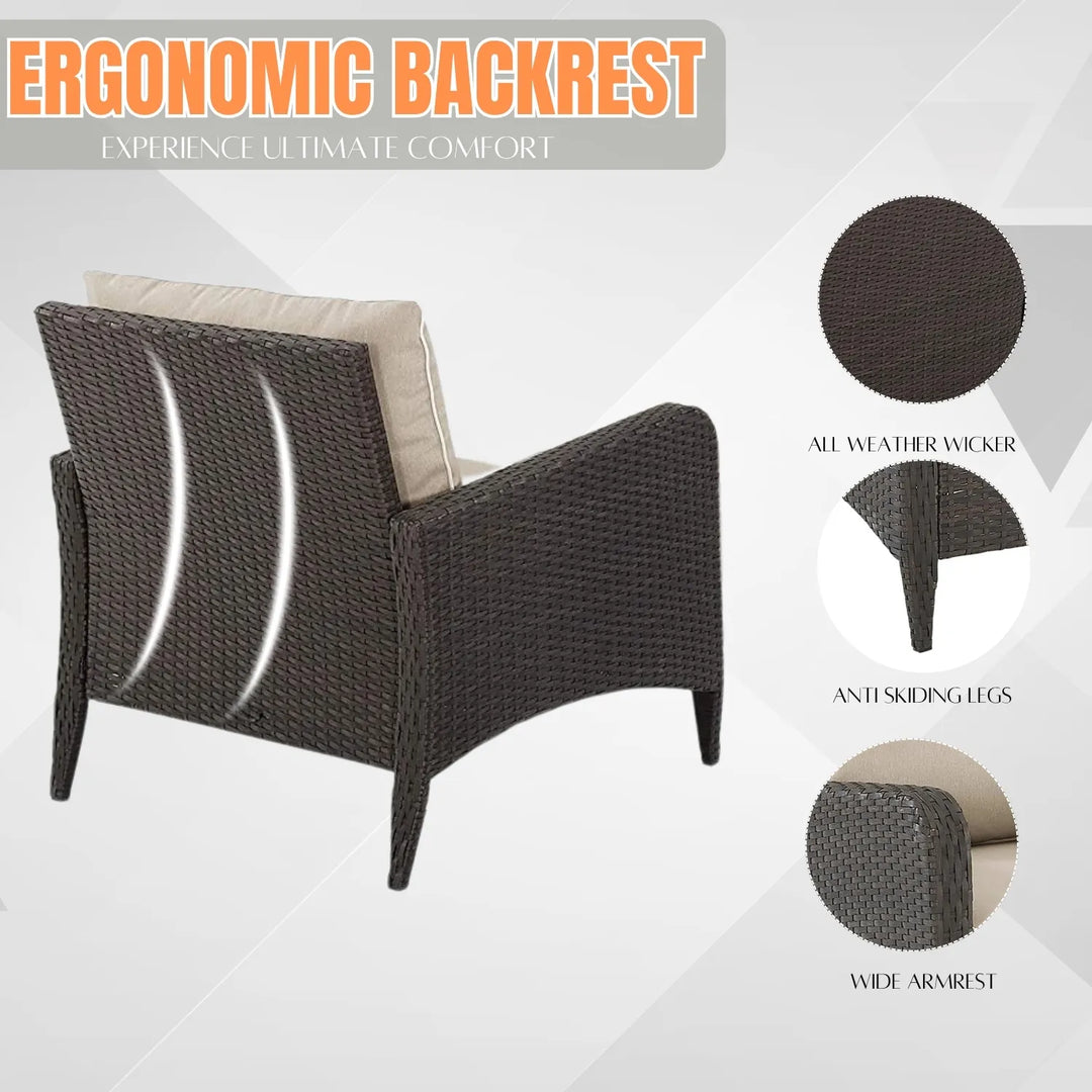 Hemangini Outdoor 4 Piece Patio Wicker Furniture Set