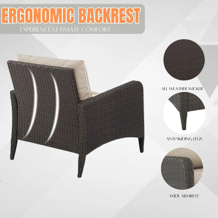 Hemangini Outdoor 4 Piece Patio Wicker Furniture Set