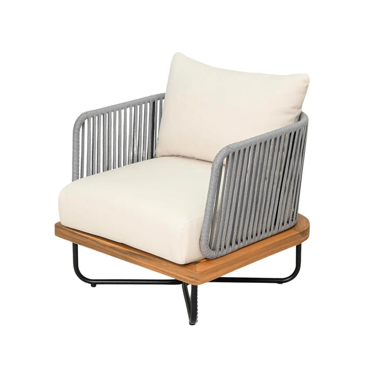 Navisha Outdoor 6-Piece Rope Woven Conversation Sofa Set with Wooden Top Table