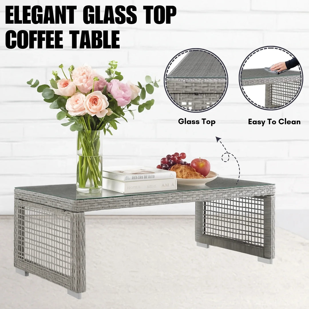 Bhanvi Outdoor Wicker Woven 6 Pieces Sectional Patio Furniture Set