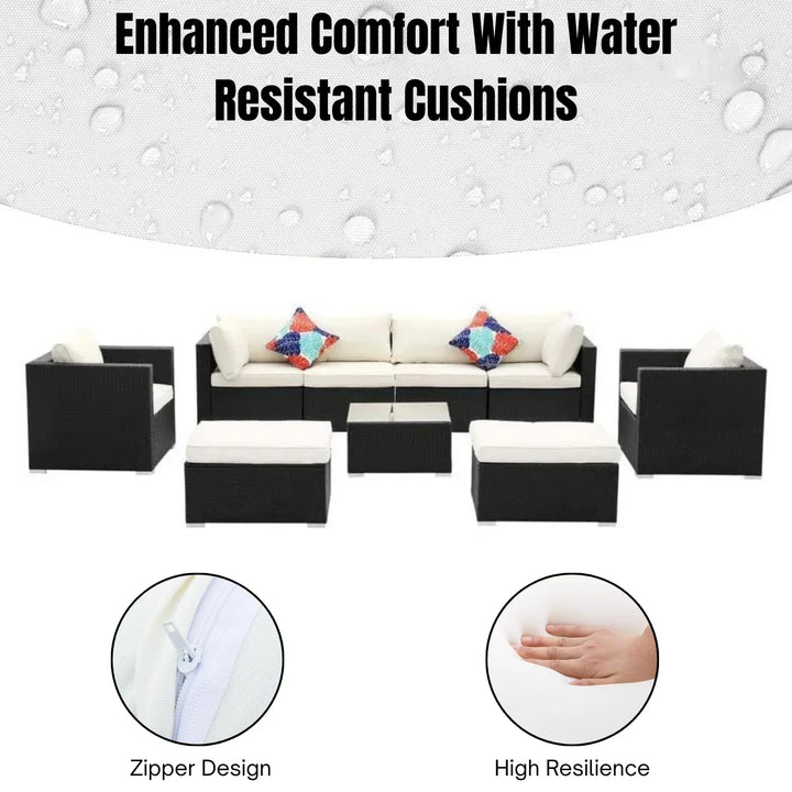 Tamara 6-Piece Outdoor Conversation Set (Black/Off-White)