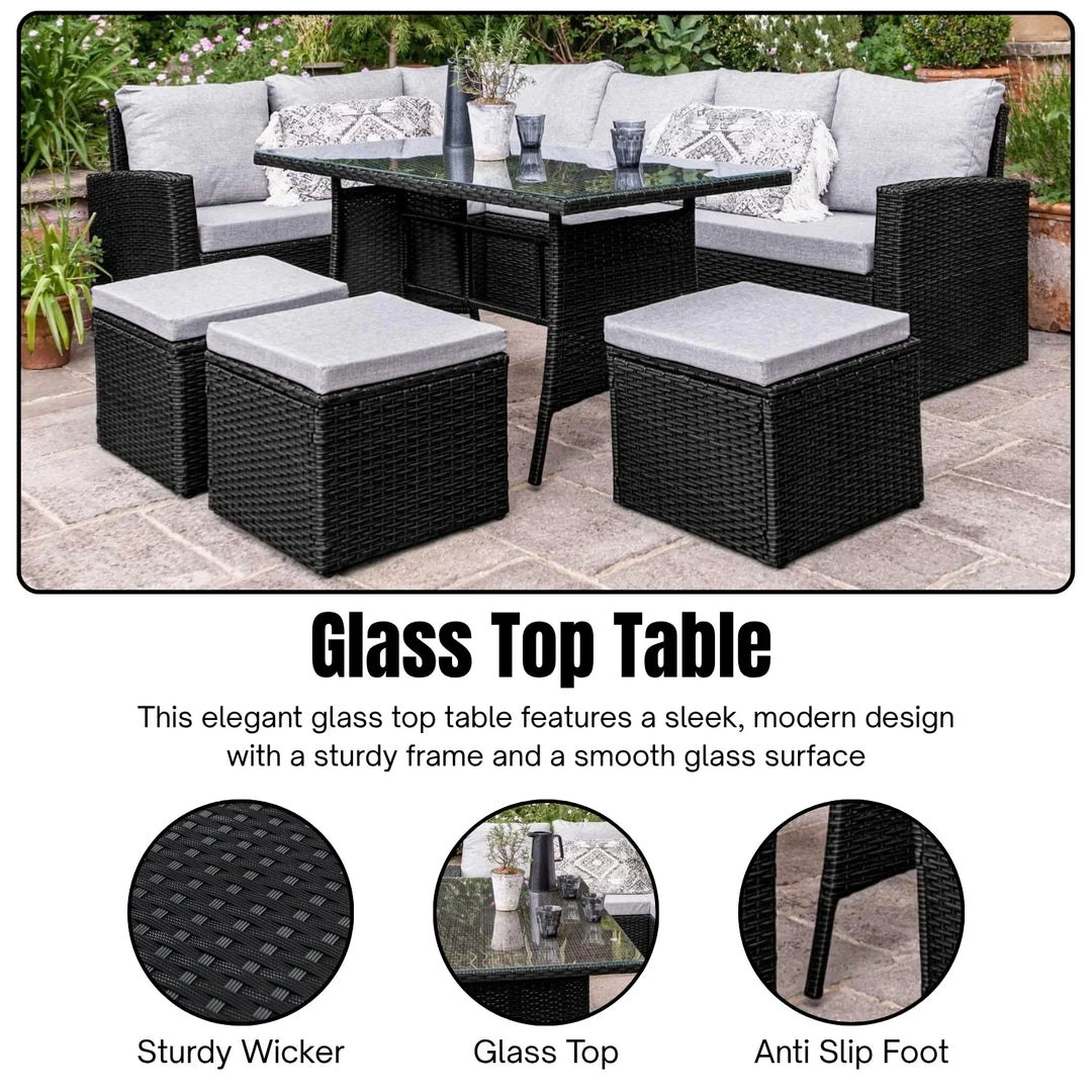 Paulina 6-Piece All-Weather Wicker Patio Furniture Set (Black/Grey)