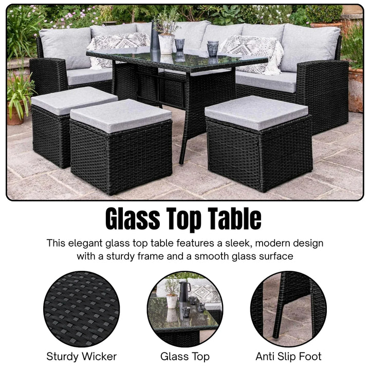 Paulina 6-Piece All-Weather Wicker Patio Furniture Set (Black/Grey)