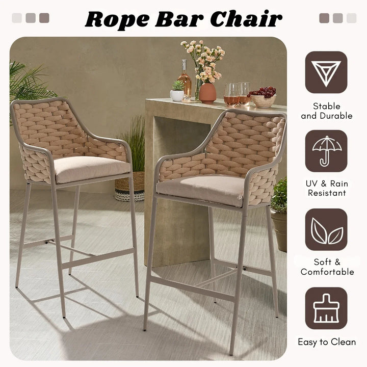 Rika 2-Piece Outdoor Rope Bar Chairs – Stylish Comfort Built to Last
