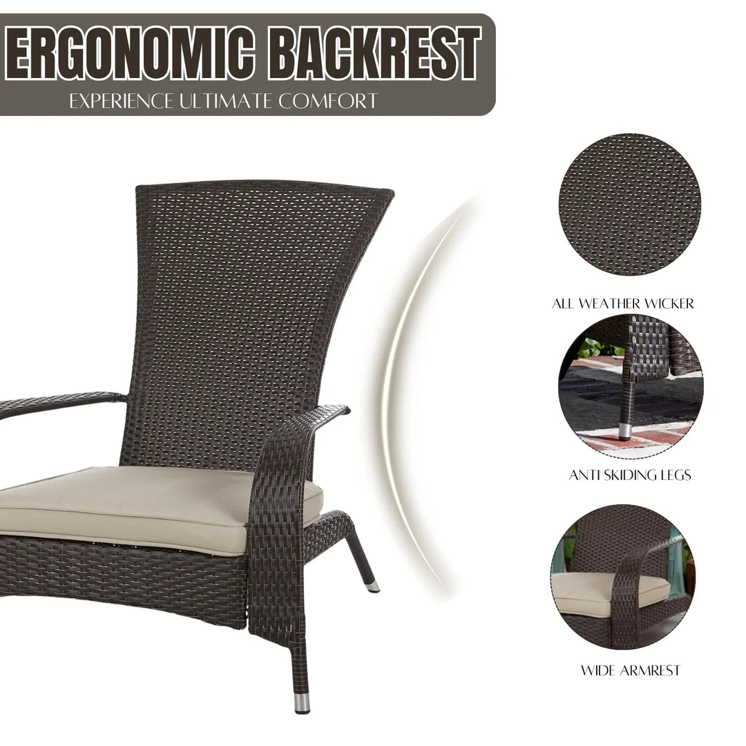 Radhika 1-Piece Outdoor Wicker Single Seater Adirondack Style Armchair