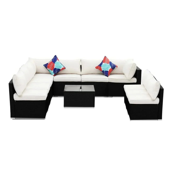 Ranya Outdoor Garden Conversation Sofa Set (Black/Off-White)