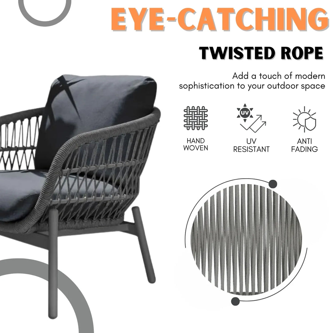 Komal Outdoor 4 Seater Rope Conversation Sofa Set