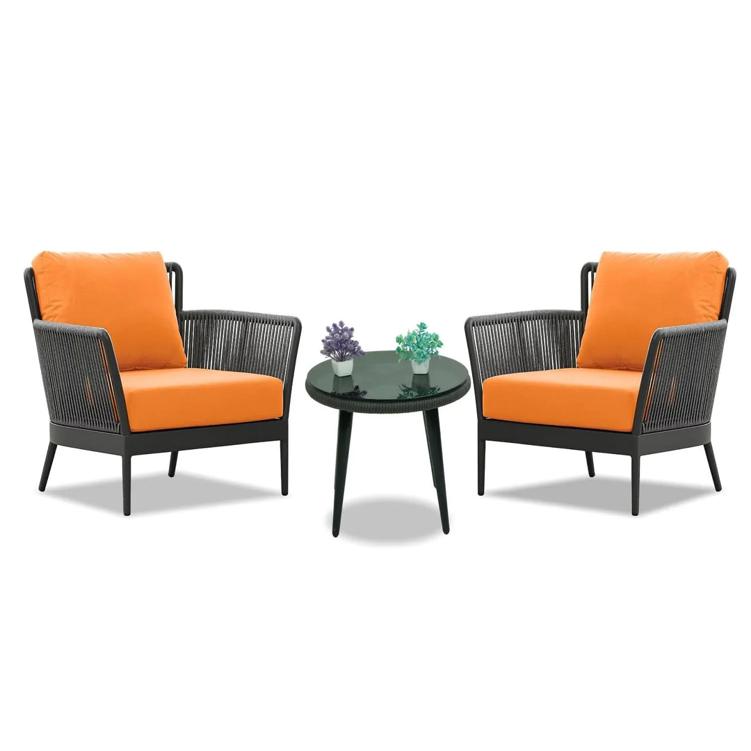 Amulya Outdoor 3 Piece All-Weather Rope Patio Set