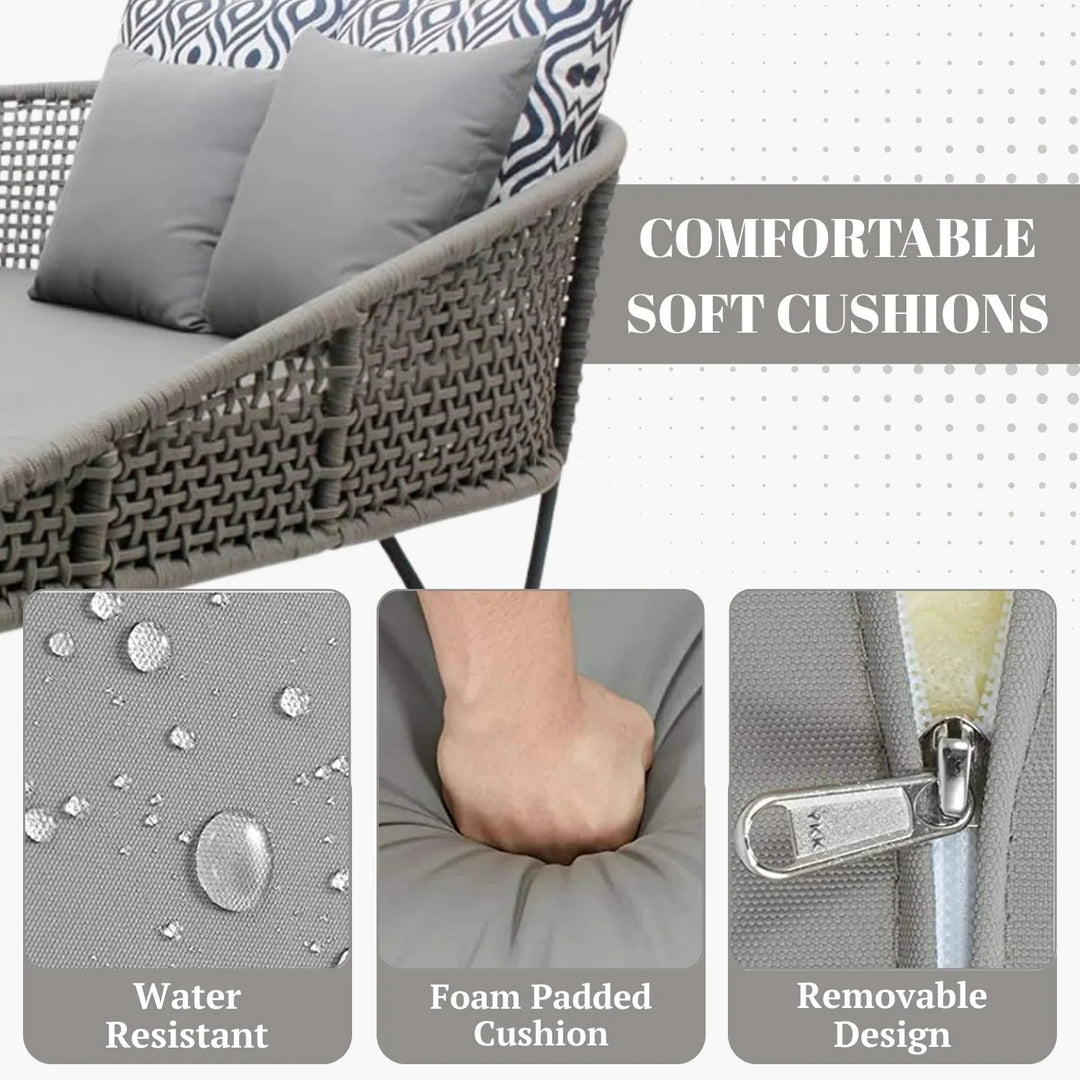 Kaelyn Outdoor Rope Patio Furniture Daybed (Grey)