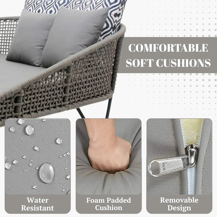 Kaelyn Outdoor Rope Patio Furniture Daybed (Grey)