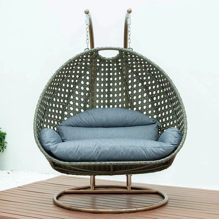 Caihong Double Seater Hanging Swing Chair (Dark Brown/Dark Grey)