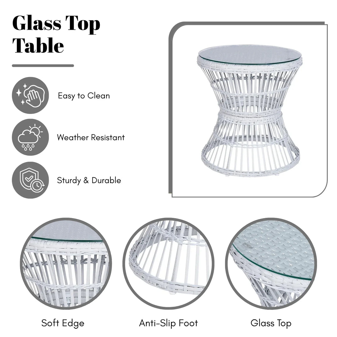 Liora Outdoor Rope Patio Set with Glass Top Table