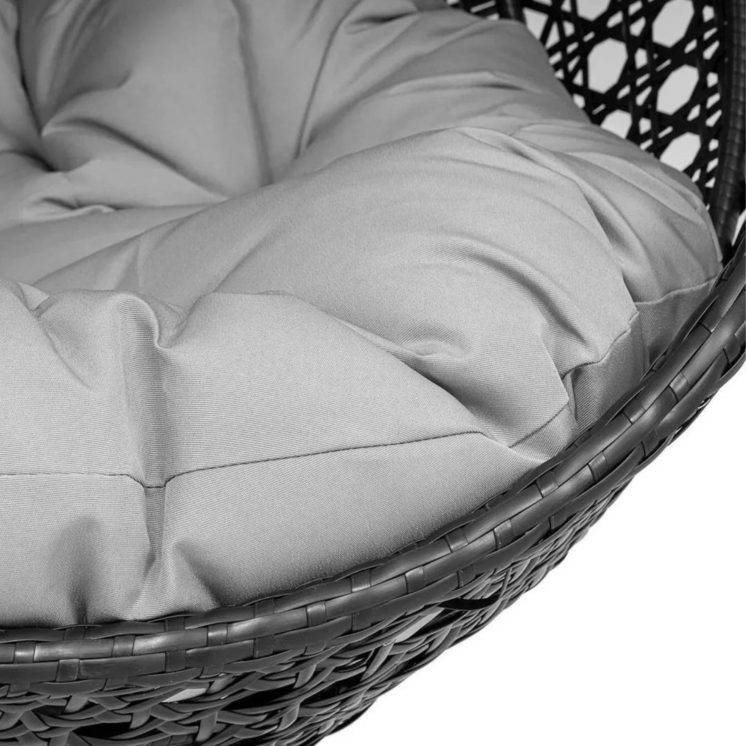 Hai Double Seater Rattan & Wicker Swing (Black & Grey)