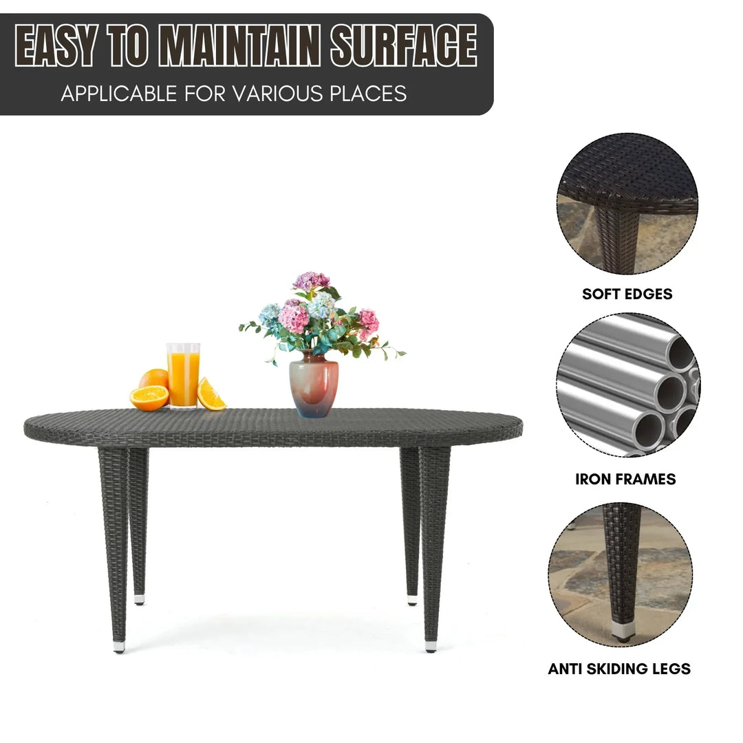 Penda Outdoor Rattan Wicker Round Patio Table (Black)