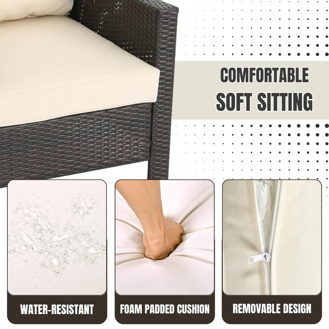 Yvonne Outdoor Rattan Wicker 1-Piece Loveseat Sofa