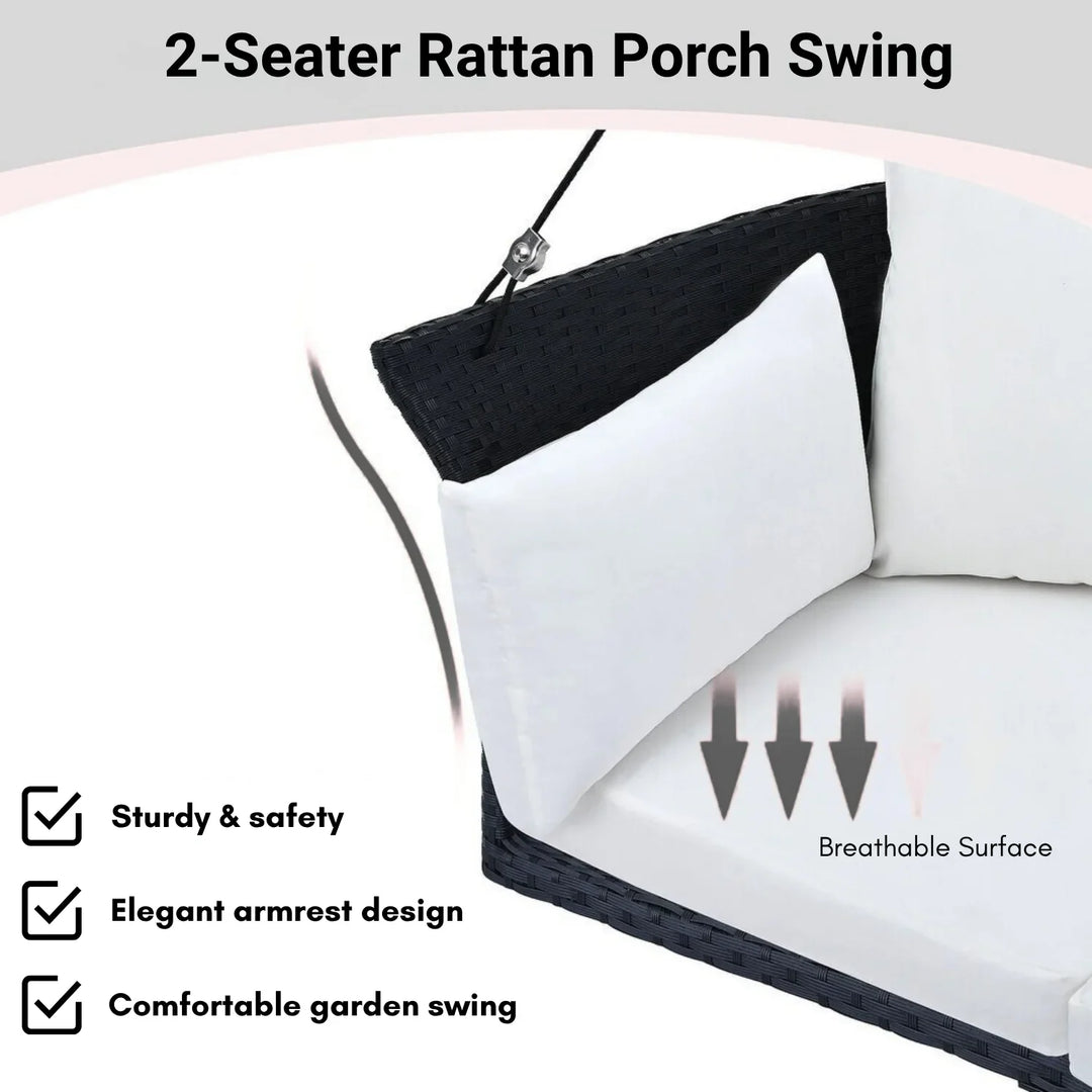 Ebube Outdoor Rattan Wicker Hanging Swing Chair with Cushion