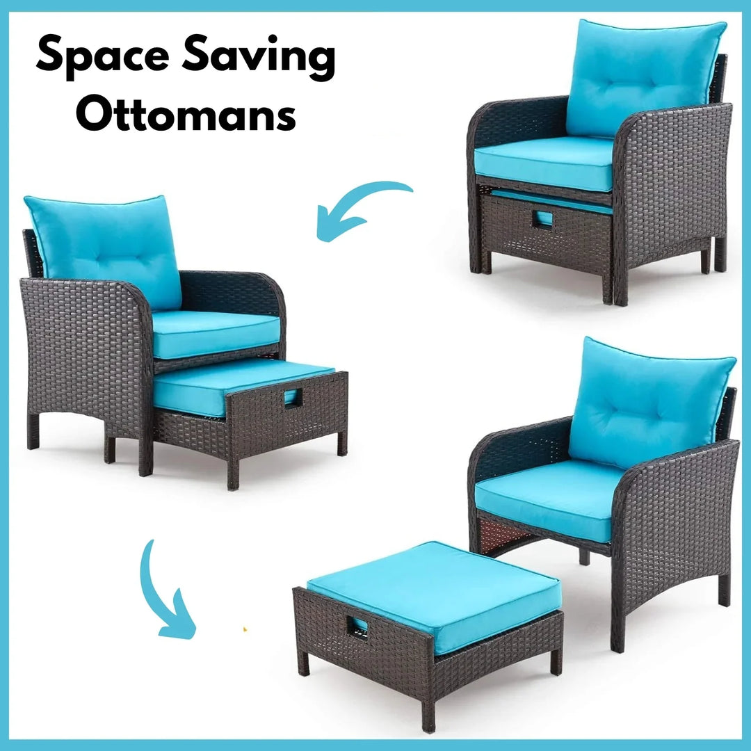 Eesha Outdoor 5 Piece Patio Wicker Furniture Set