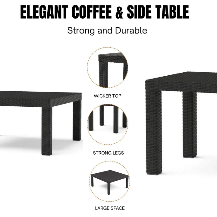 Yordanos All Weather Outdoor Wicker Garden L-Shape Sectional Conversation Set