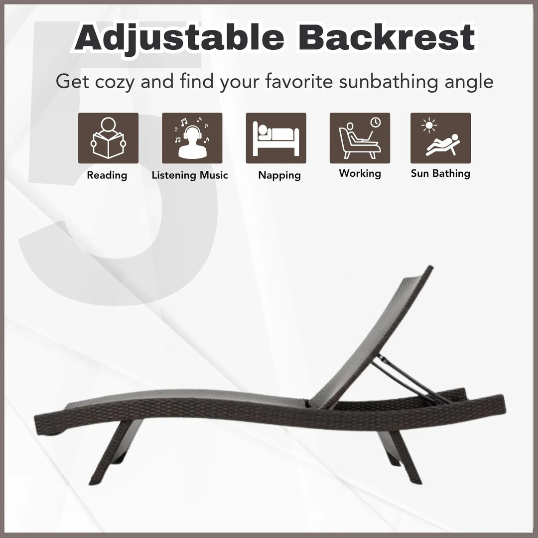 Udita Outdoor All-Weather HDPE Wicker Rattan Sunlounger Recliner with Side Table