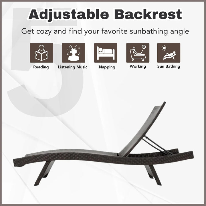 Udita Outdoor All-Weather HDPE Wicker Rattan Sunlounger Recliner with Side Table