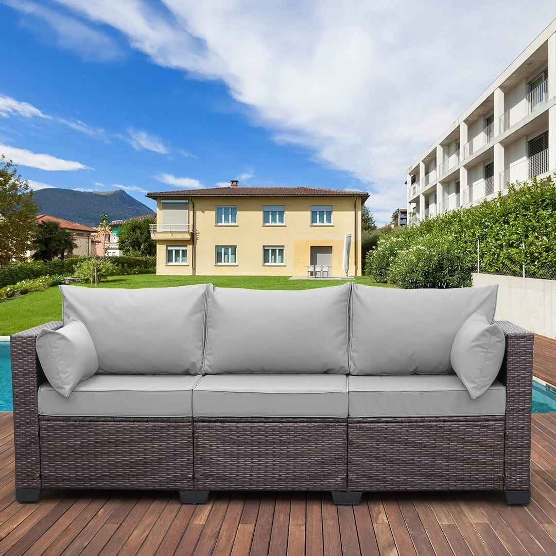 Raquel 3-Seater Outdoor Rattan Wicker Patio Sofa