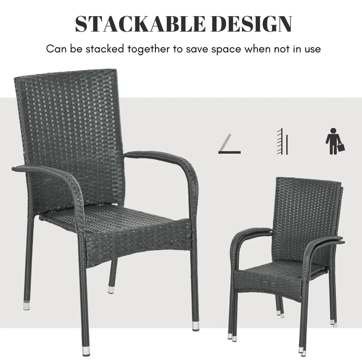 Vedika 2-Piece Outdoor Rattan Wicker Patio Dining Chairs