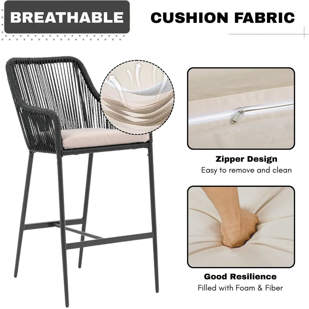 Deepali Premium Outdoor Rope 5-Piece Bar Set With a High-Top Table