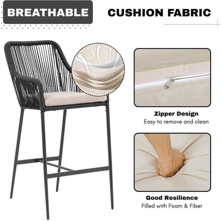 Deepali Premium Outdoor Rope 5-Piece Bar Set With a High-Top Table