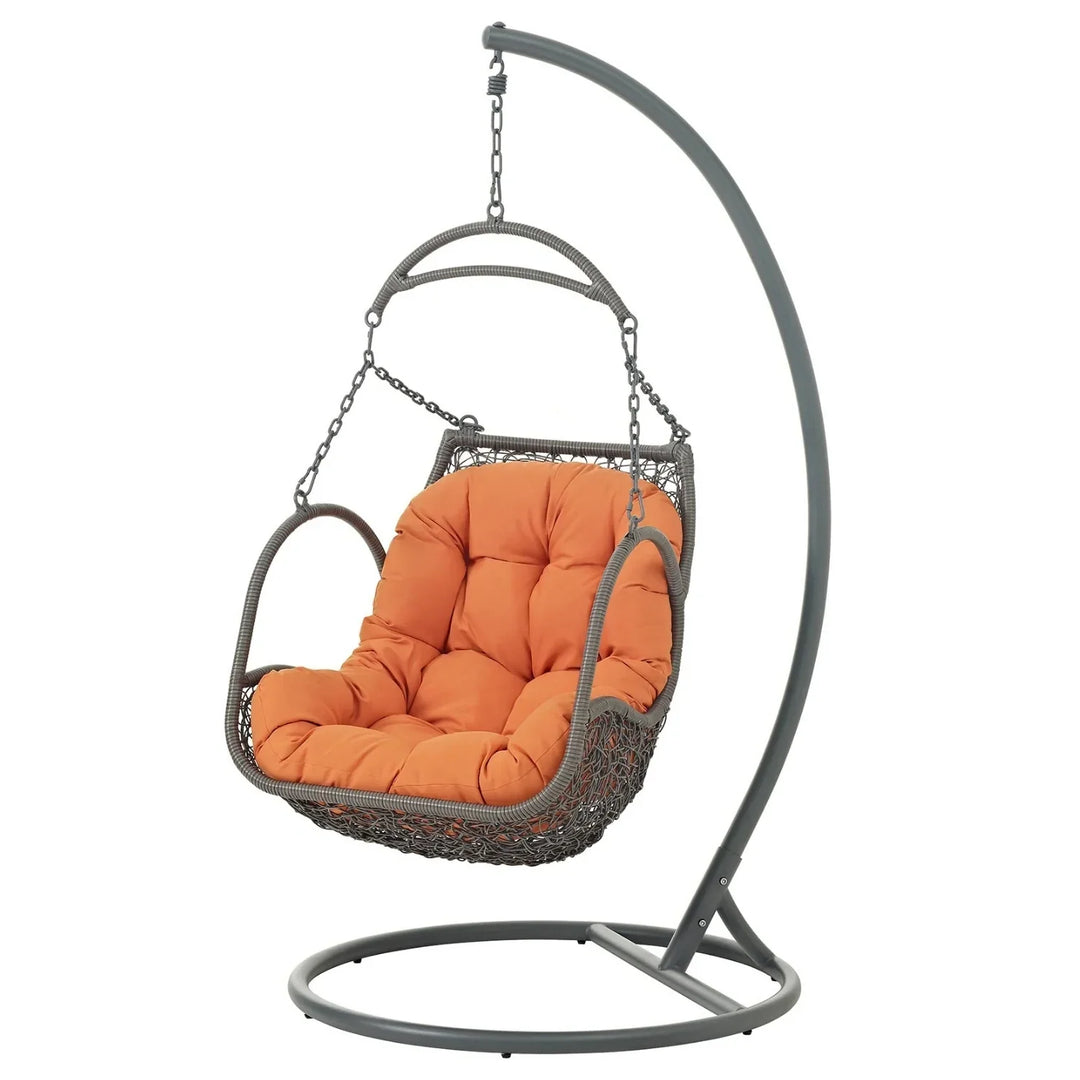 Folake Outdoor Rattan Wicker Hanging Swing Chair with Cushion