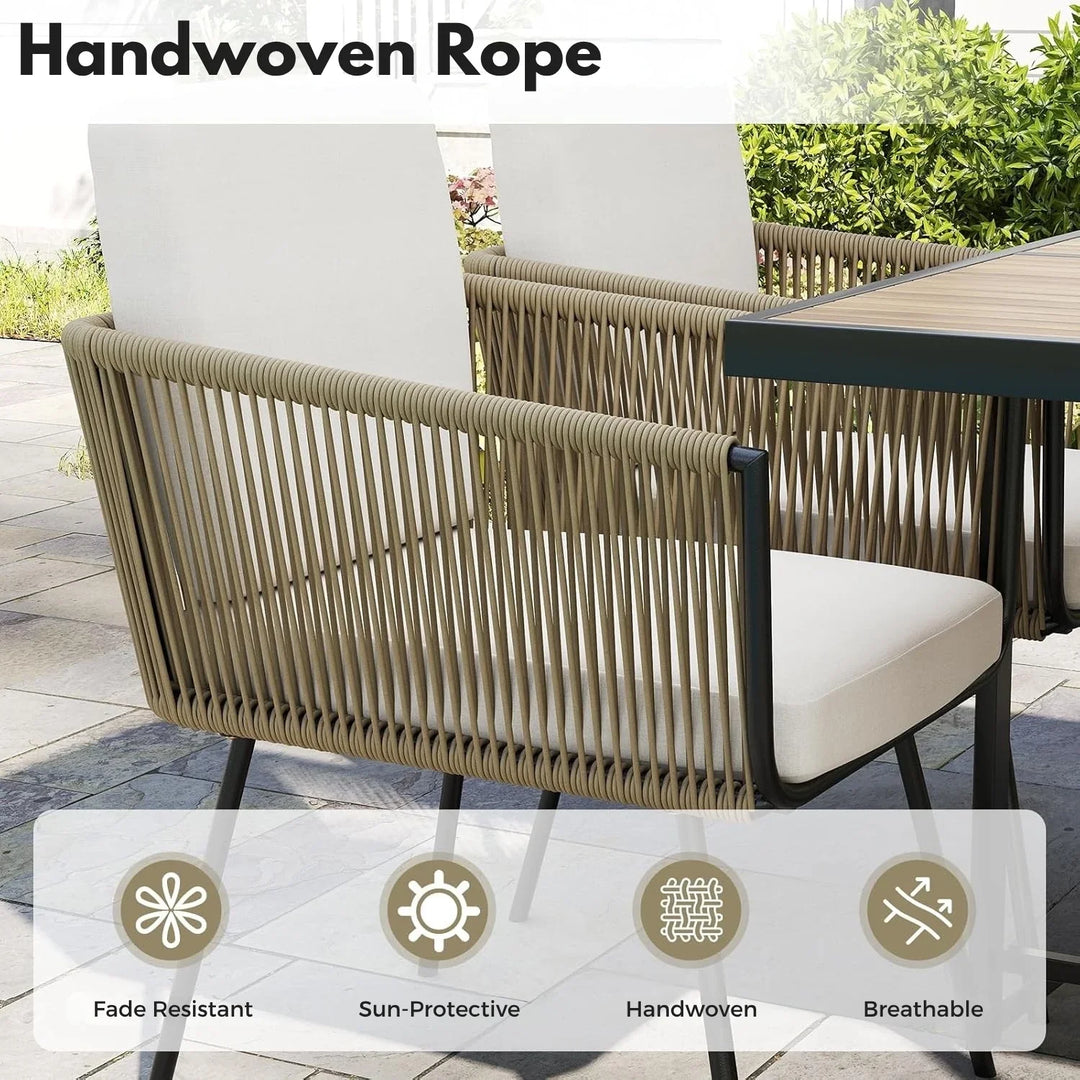 Yun 5-Piece Outdoor Patio Dining Set with Square Wood Tabletop