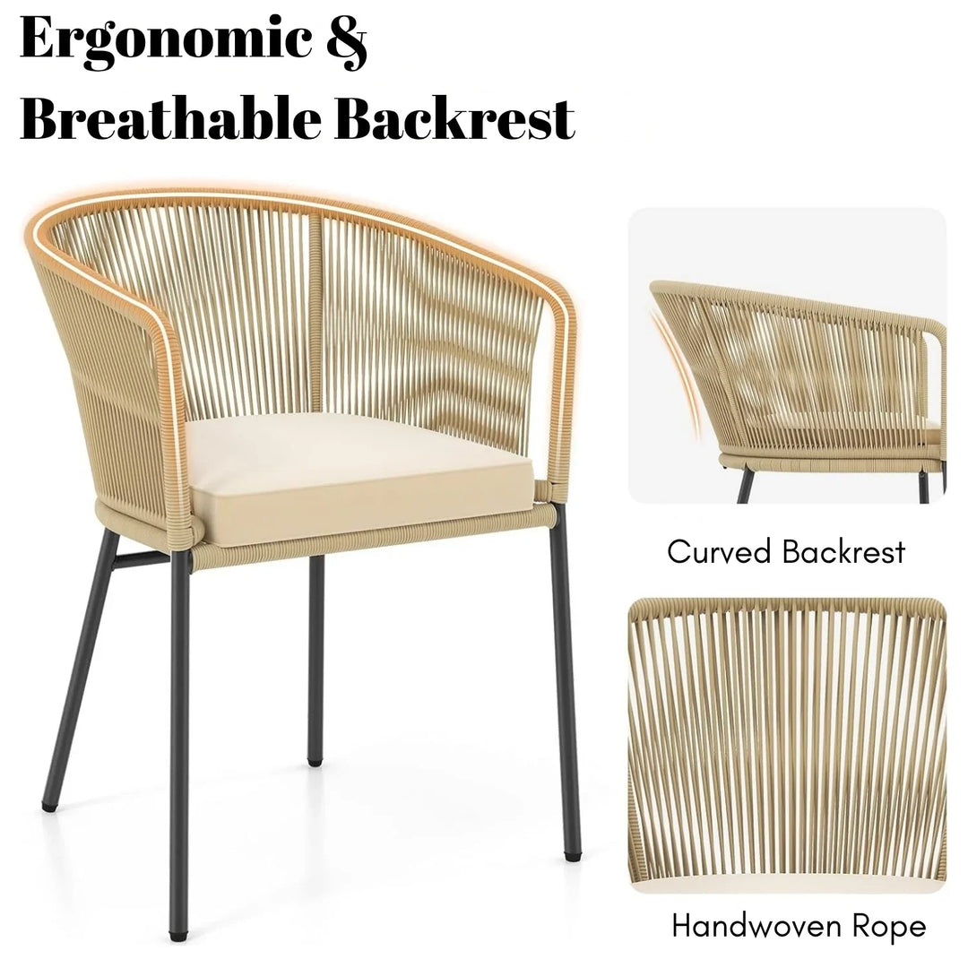 Simran 2-Piece Outdoor Rope Patio Dining Chairs