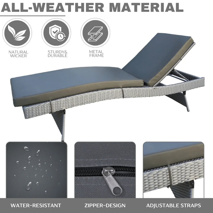 Emaan Outdoor All-Weather Wicker Lounger with Cushions