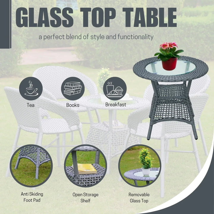 Mercedes 5-Piece Outdoor Rattan Wicker Patio Bistro Set