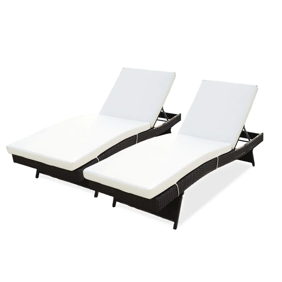 Aiko All-Weather HDPE Wicker Outdoor Chaise Lounge Chair Set of 2