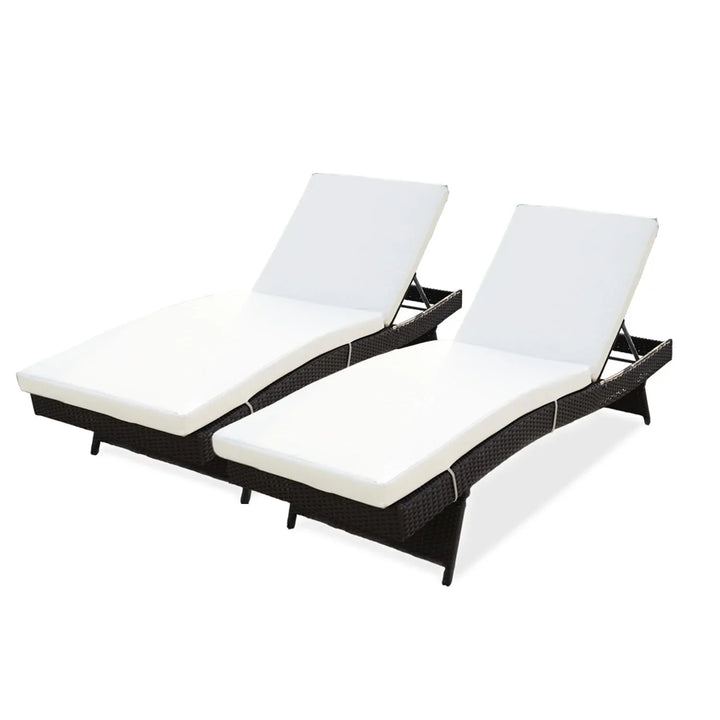 Aiko All-Weather HDPE Wicker Outdoor Chaise Lounge Chair Set of 2