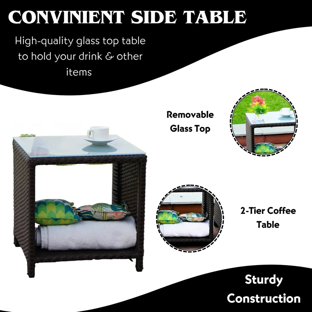 Zeenat Outdoor 5 Piece Patio Wicker All Weather Sectional Furniture Set