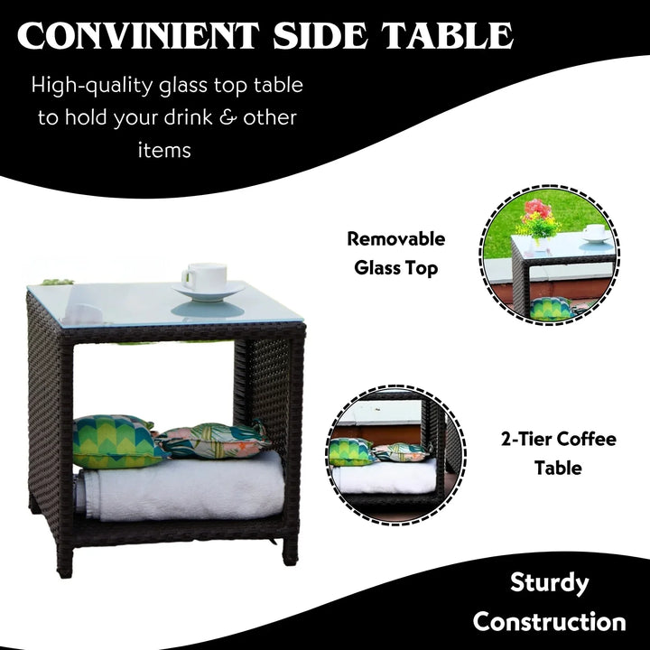 Zeenat Outdoor 5 Piece Patio Wicker All Weather Sectional Furniture Set