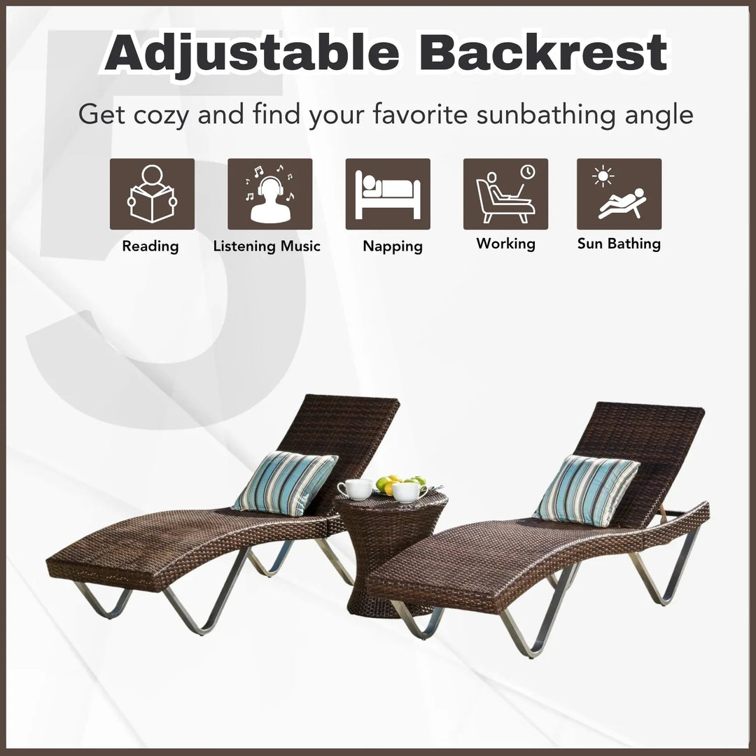 Nike Outdoor Rattan Wicker Lounge Chairs Set of 2 with Matching Side Table