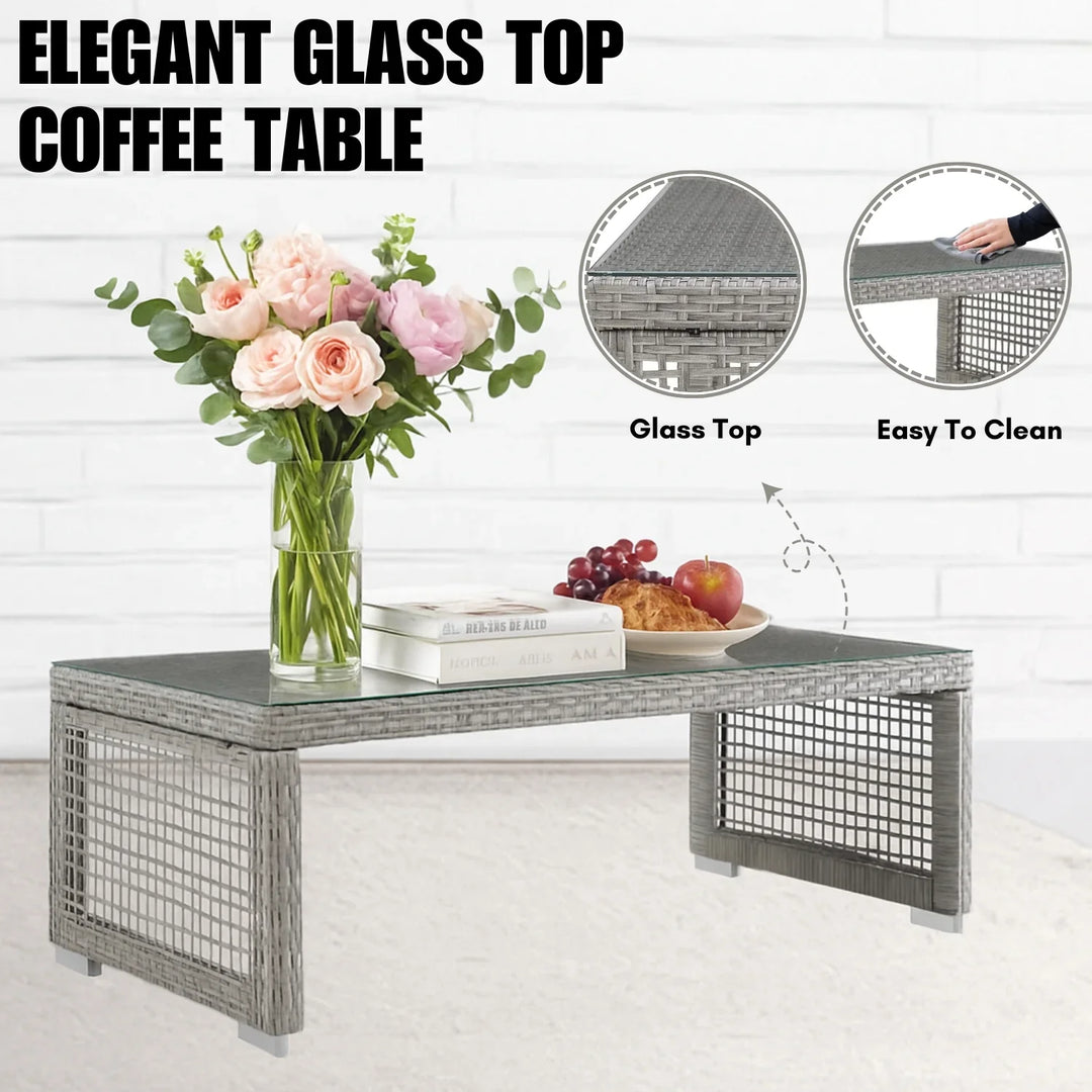 Charmi Outdoor Wicker Woven 6 Pieces Sectional Patio Furniture Set