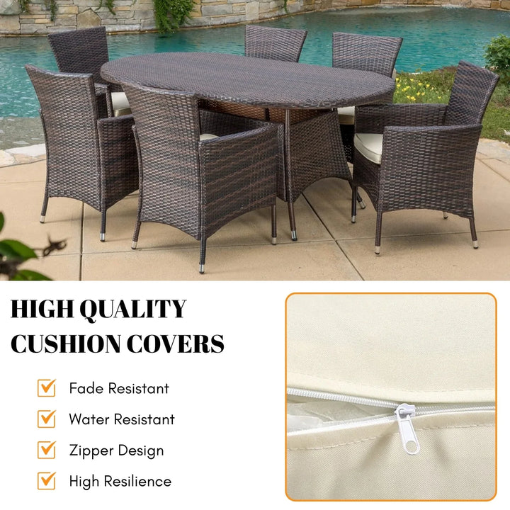 Palesa 7-Piece Outdoor Rattan Wicker Dining Table Set