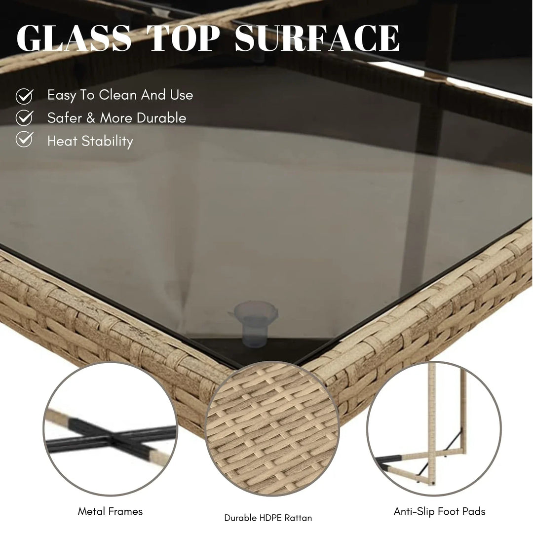 Leticia All Weather Wicker Patio Dinning Table Set