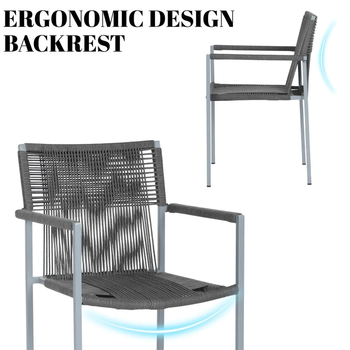 Jovie Outdoor Rope 3-Piece Patio Set (Grey)