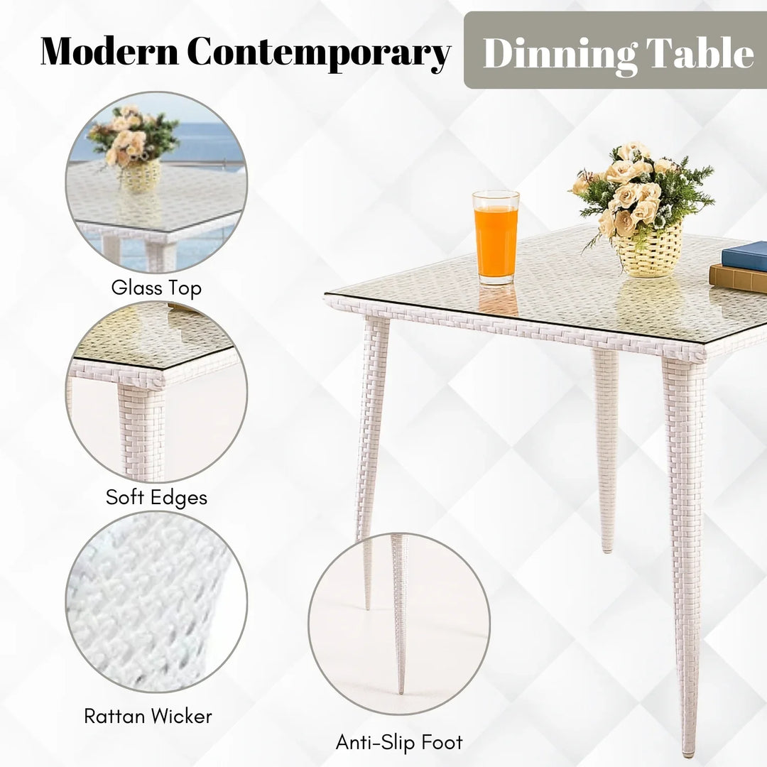 Marisol 5-Piece Outdoor Patio Dining Set With Wicker Chairs & Glass-Top Table